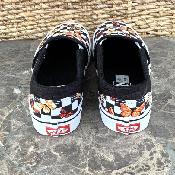 Vans Asher Butterfly Checkerboard Slip On Shoes Womens Size 6 Black VN000VOSJBW - Picture 10 of 13